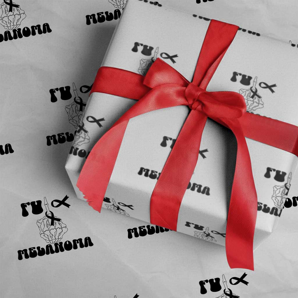 Fuck Melanoma Awareness Wrapping Paper Roll Skeleton Hand Ribbon Warrior Gift TS12 White Print Your Wear