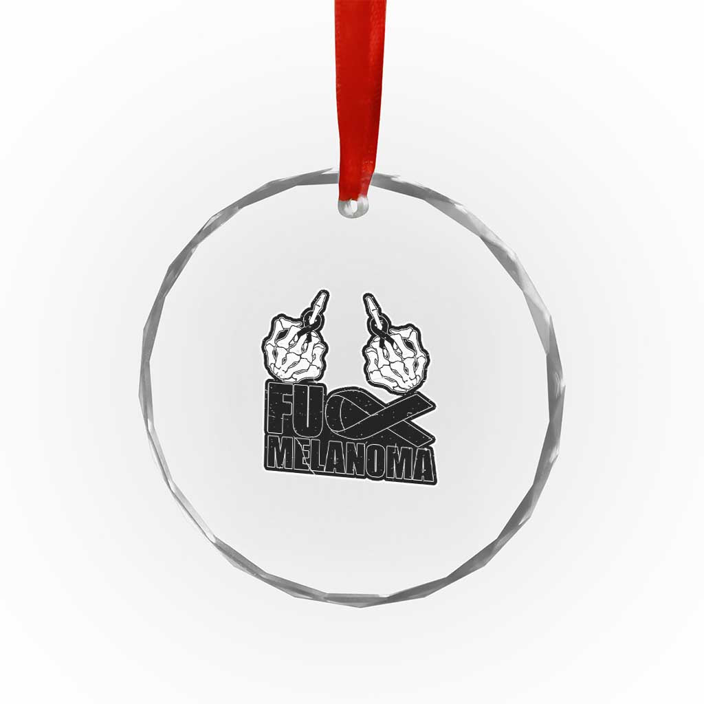 Fuck Melanoma Crystal Glass Ornament Skeleton Hand Black Ribbon Awareness TS12 Print Your Wear