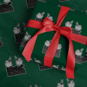 Fuck Melanoma Wrapping Paper Roll Skeleton Hand Black Ribbon Awareness TS12 Green Print Your Wear