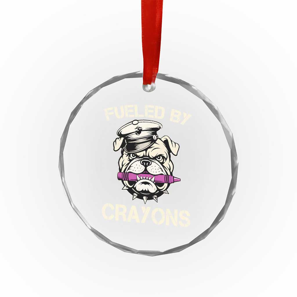 Fueled by Crayons Bulldog Crystal Glass Ornament Funny Military Crayon Eater Gift for Veterans TS02 Print Your Wear