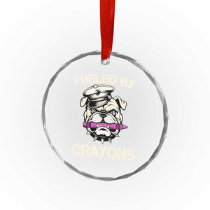 Fueled by Crayons Bulldog Crystal Glass Ornament Funny Military Crayon Eater Gift for Veterans TS02 Print Your Wear