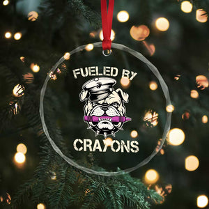 Fueled by Crayons Bulldog Crystal Glass Ornament Funny Military Crayon Eater Gift for Veterans TS02 Print Your Wear