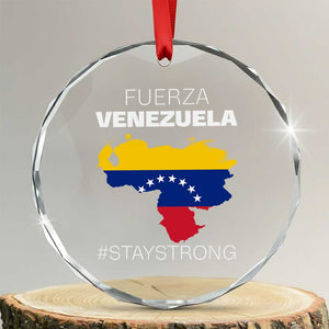 Fuerza Venezuela Strong Solidarity Crystal Glass Ornament Hope Support Venezuelan Patriotic Flag Map