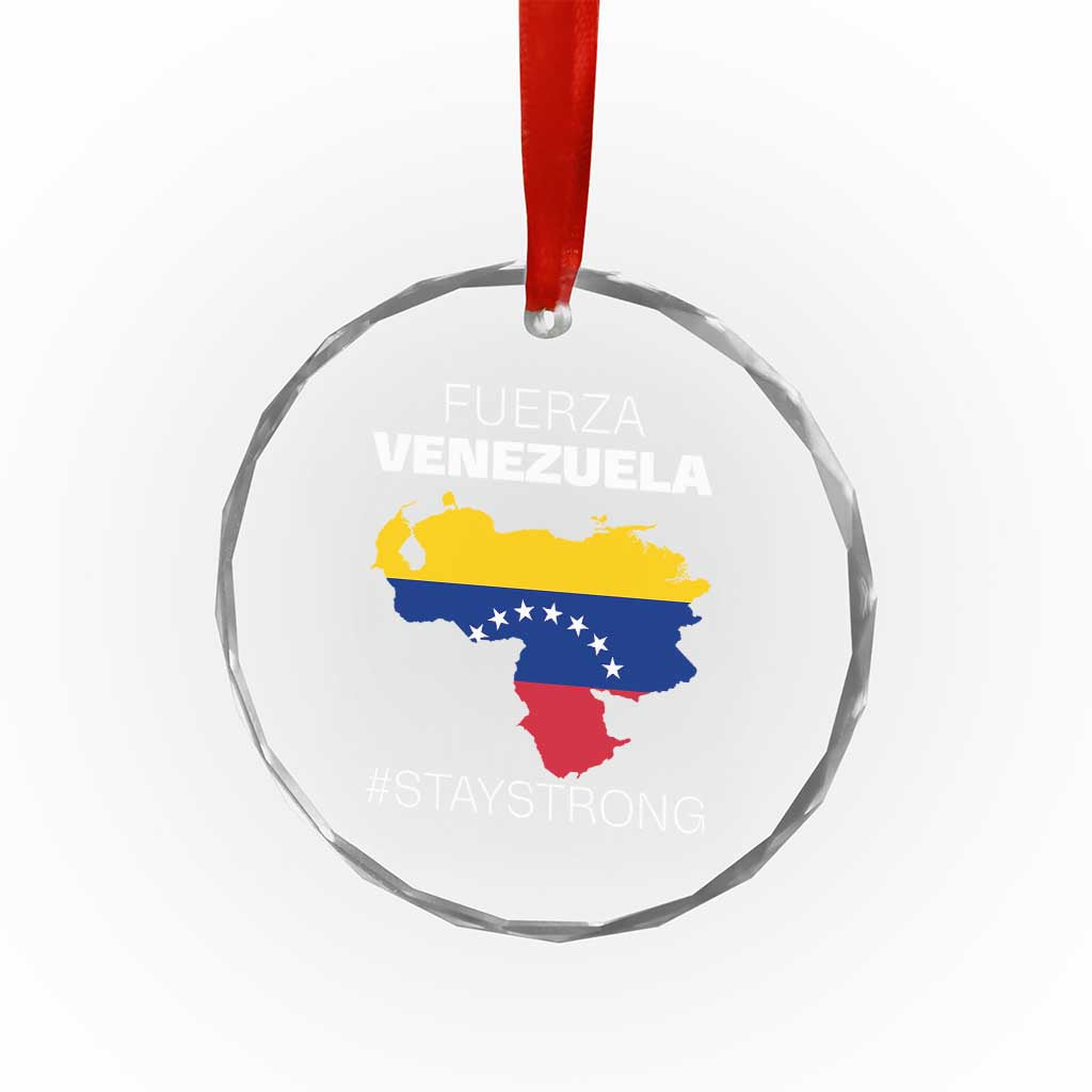 Fuerza Venezuela Strong Solidarity Crystal Glass Ornament Hope Support Venezuelan Patriotic Flag Map