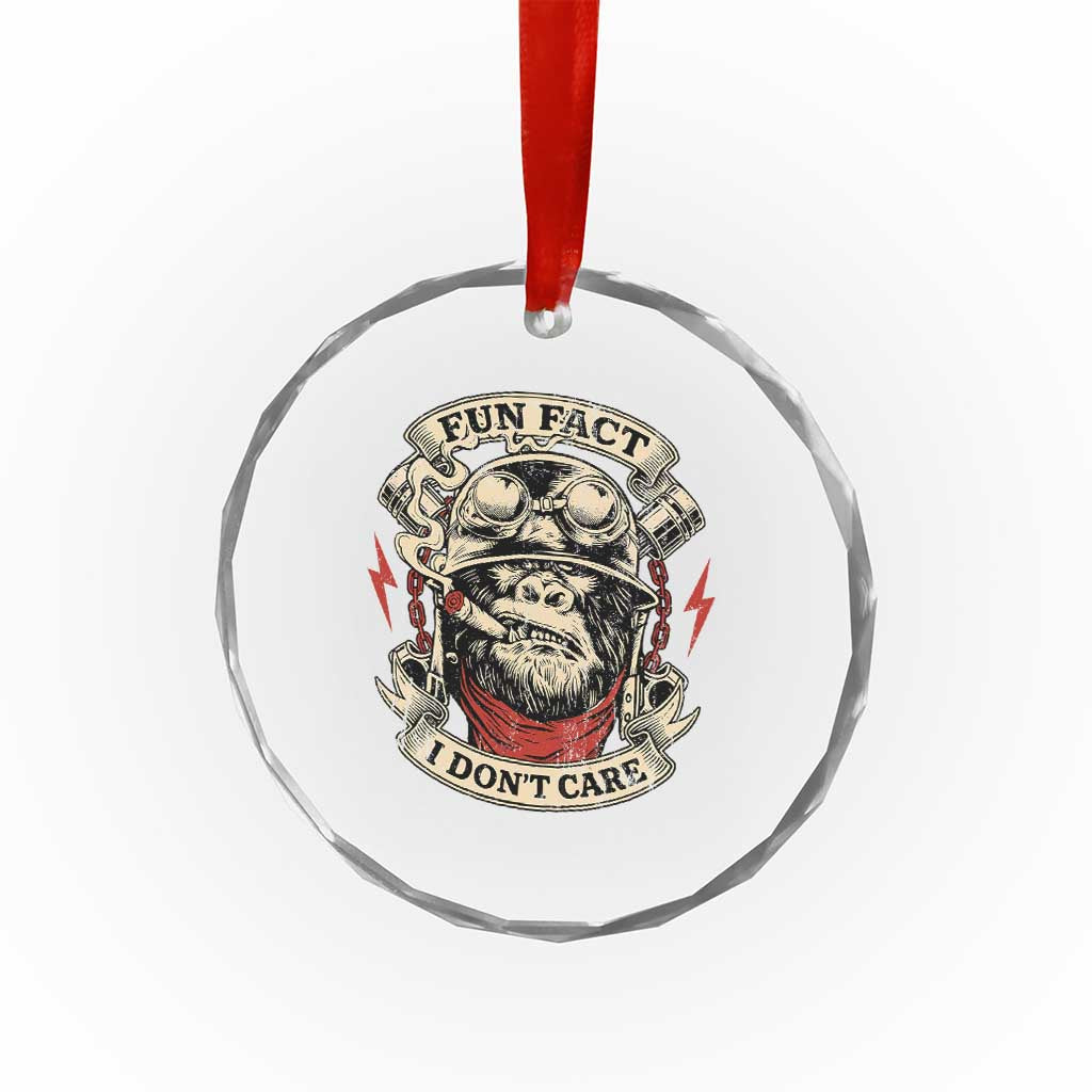 Fun Fact I Dont Care Crystal Glass Ornament Funny Smoking Gorilla Sarcastic TS11 Print Your Wear