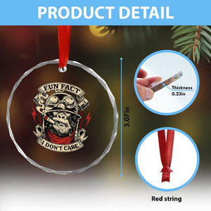 Fun Fact I Dont Care Crystal Glass Ornament Funny Smoking Gorilla Sarcastic TS11 Print Your Wear