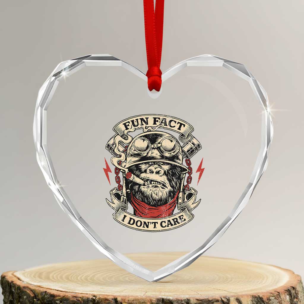 Fun Fact I Dont Care Heart Crystal Glass Ornament Funny Smoking Gorilla Sarcastic TS11 Transparent Glass 3'' Heart Print Your Wear
