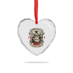 Fun Fact I Dont Care Heart Crystal Glass Ornament Funny Smoking Gorilla Sarcastic TS11 Print Your Wear