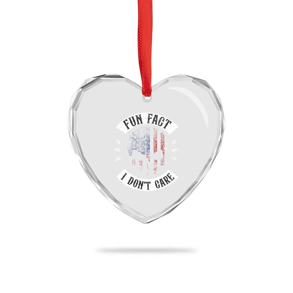 Fun Fact I Dont Care Heart Crystal Glass Ornament Retro US Flag Skull Skeleton Funny Saying Quote TS10 Print Your Wear