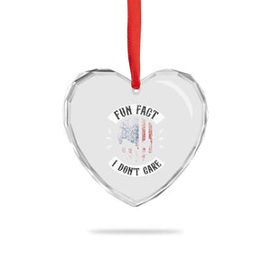 Fun Fact I Dont Care Heart Crystal Glass Ornament Retro US Flag Skull Skeleton Funny Saying Quote TS10 Print Your Wear