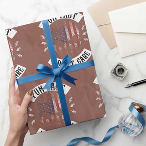 Fun Fact I Dont Care Wrapping Paper Roll Retro US Flag Skull Skeleton Funny Saying Quote TS10 Mocha Print Your Wear