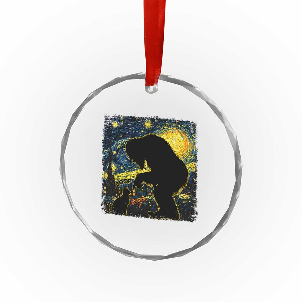 Fun Hand Boop Nose Bigfoot Cat Crystal Glass Ornament Sasquatch Starry Night Van Gogh TS10 Print Your Wear