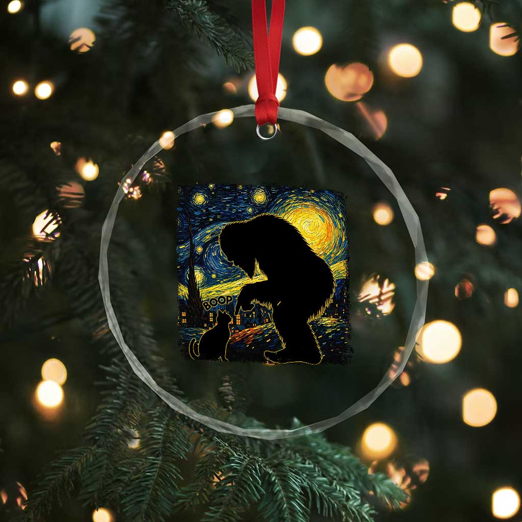 Fun Hand Boop Nose Bigfoot Cat Crystal Glass Ornament Sasquatch Starry Night Van Gogh TS10 Print Your Wear