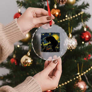 Fun Hand Boop Nose Bigfoot Cat Crystal Glass Ornament Sasquatch Starry Night Van Gogh TS10 Print Your Wear