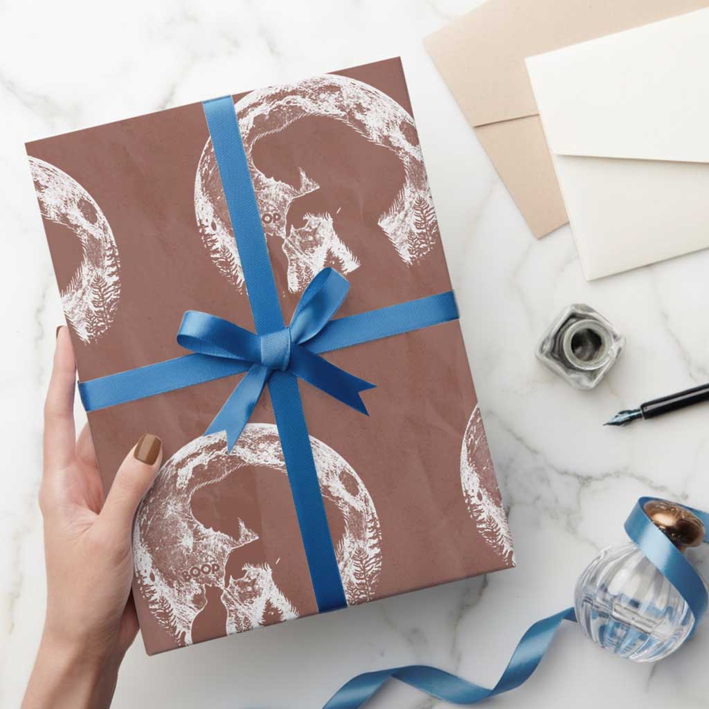 Fun Hand Boop Nose Bigfoot Cat Wrapping Paper Roll Sasquatch Full Moon TS10 Mocha Print Your Wear