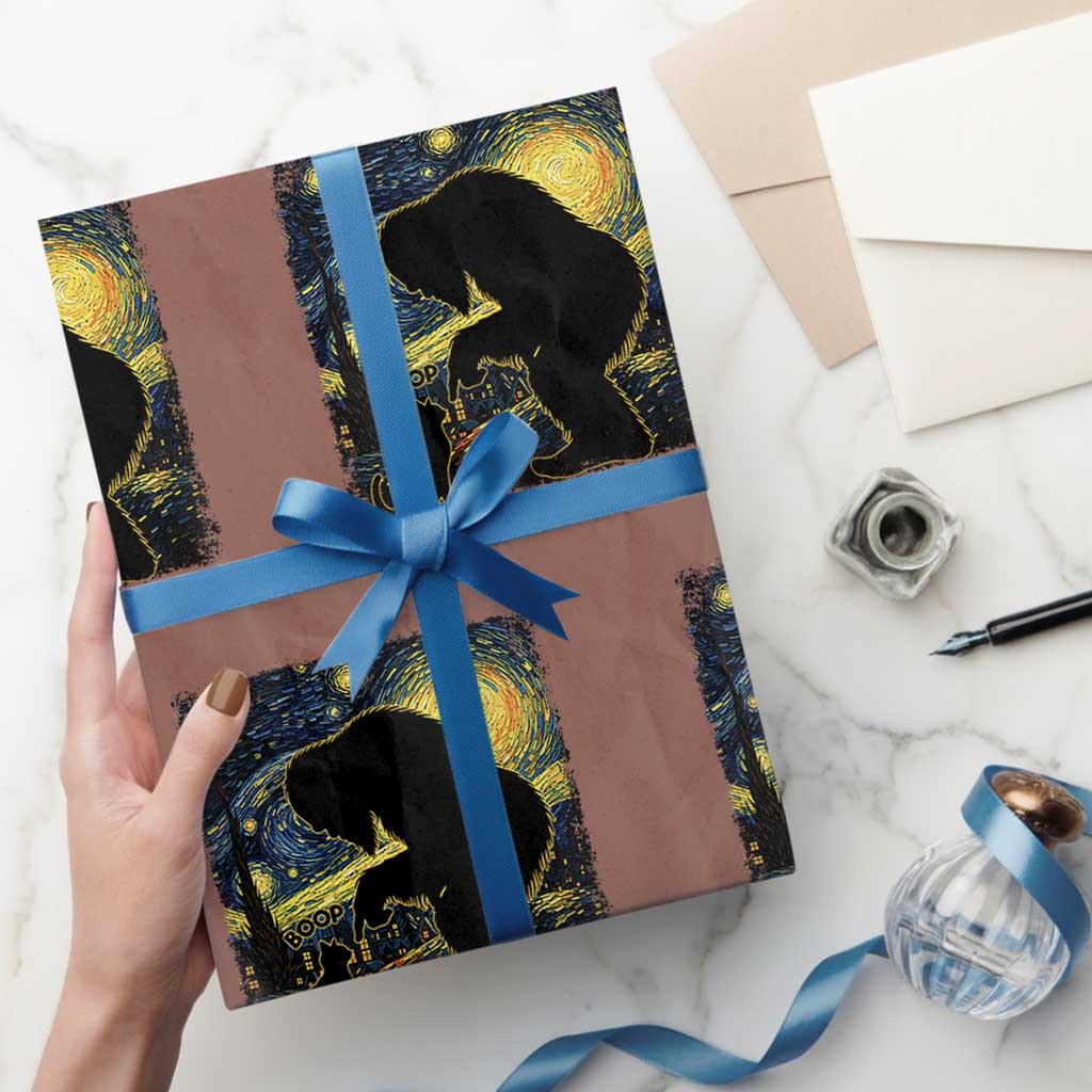 Fun Hand Boop Nose Bigfoot Cat Wrapping Paper Roll Sasquatch Starry Night Van Gogh TS10 Mocha Print Your Wear