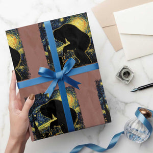 Fun Hand Boop Nose Bigfoot Cat Wrapping Paper Roll Sasquatch Starry Night Van Gogh TS10 Mocha Print Your Wear