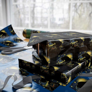 Fun Hand Boop Nose Bigfoot Cat Wrapping Paper Roll Sasquatch Starry Night Van Gogh TS10 Black Print Your Wear