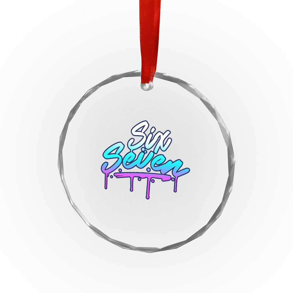 Fun Six Seven Crystal Glass Ornament Funny 6 7 Meme Gen Alpha Slang Streetwear Gradient TS10 Print Your Wear