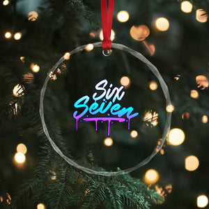 Fun Six Seven Crystal Glass Ornament Funny 6 7 Meme Gen Alpha Slang Streetwear Gradient TS10 Print Your Wear