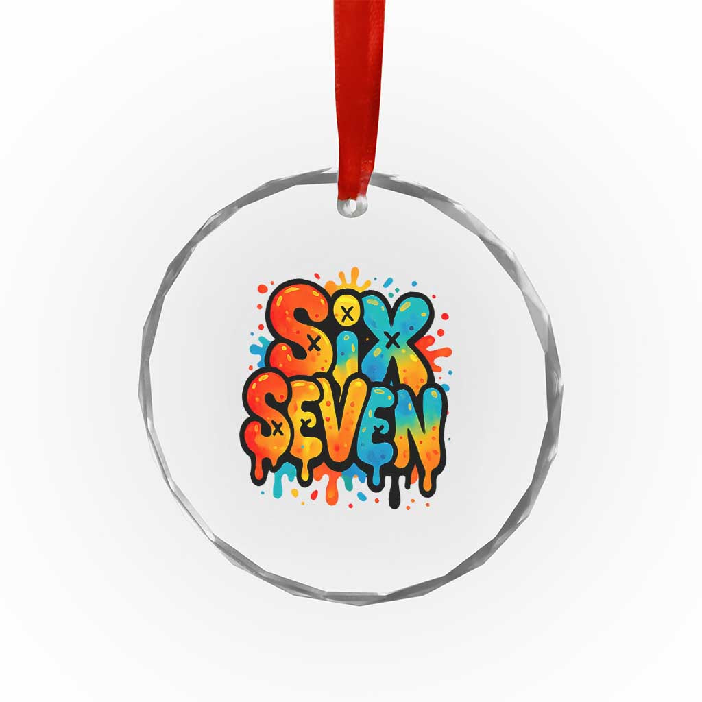 Fun Six Seven Graffiti Crystal Glass Ornament Funny 67 Meme Gen Alpha Slang Streetwear Hip Hop TS10 Print Your Wear