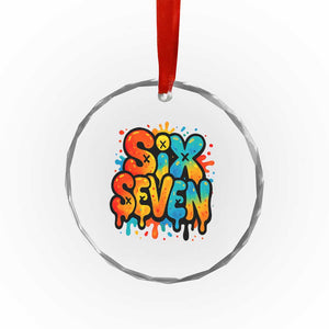 Fun Six Seven Graffiti Crystal Glass Ornament Funny 67 Meme Gen Alpha Slang Streetwear Hip Hop TS10 Print Your Wear