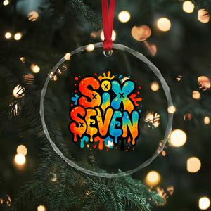 Fun Six Seven Graffiti Crystal Glass Ornament Funny 67 Meme Gen Alpha Slang Streetwear Hip Hop TS10 Print Your Wear