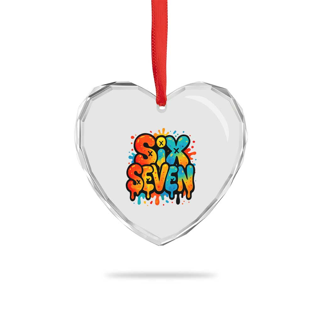 Fun Six Seven Graffiti Heart Crystal Glass Ornament Funny 67 Meme Gen Alpha Slang Streetwear Hip Hop TS10 Print Your Wear