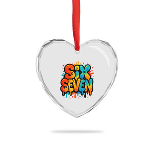 Fun Six Seven Graffiti Heart Crystal Glass Ornament Funny 67 Meme Gen Alpha Slang Streetwear Hip Hop TS10 Print Your Wear