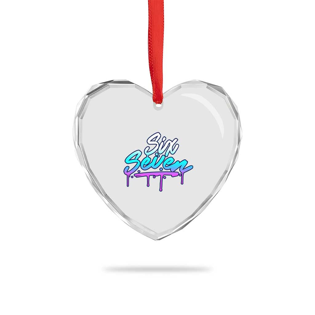 Fun Six Seven Heart Crystal Glass Ornament Funny 6 7 Meme Gen Alpha Slang Streetwear Gradient TS10 Print Your Wear