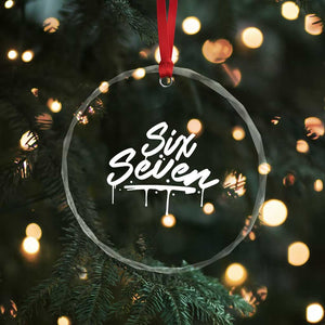 Fun Six Seven Meme Crystal Glass Ornament Funny 6 7 Meme Gen Alpha Slang Streetwear TS10 Print Your Wear