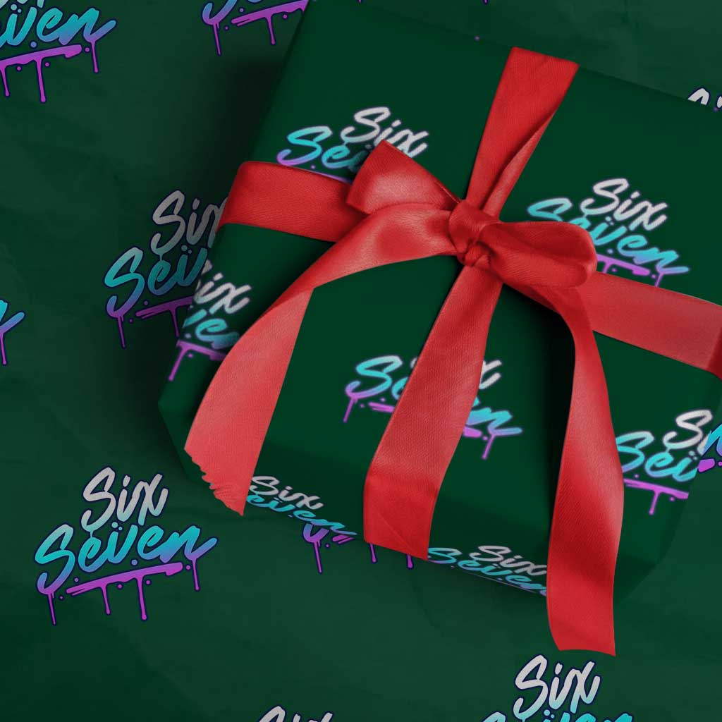 Fun Six Seven Wrapping Paper Roll Funny 6 7 Meme Gen Alpha Slang Streetwear Gradient TS10 Green Print Your Wear