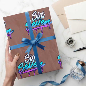 Fun Six Seven Wrapping Paper Roll Funny 6 7 Meme Gen Alpha Slang Streetwear Gradient TS10 Mocha Print Your Wear