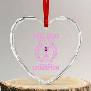Funny #1 Anal Bead Tug O War Champion Heart Crystal Glass Ornament Pink Adult Humor Cringe - Print Your Wear