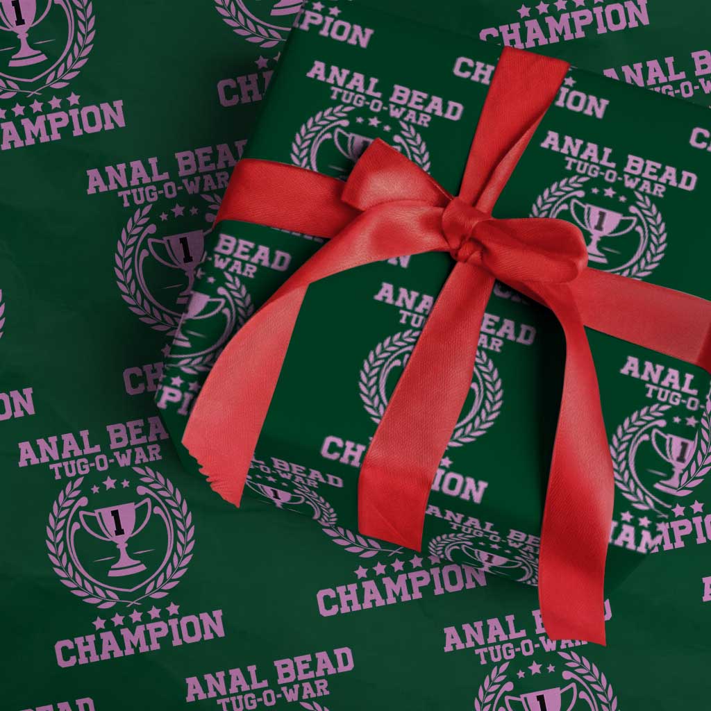Funny #1 Anal Bead Tug O War Champion Wrapping Paper Roll Pink Adult Humor Cringe - Print Your Wear