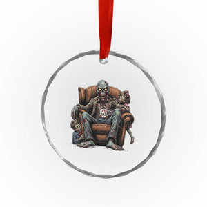Funny #1 Dad Zombie Horror Crystal Glass Ornament Halloween Family Father Gift