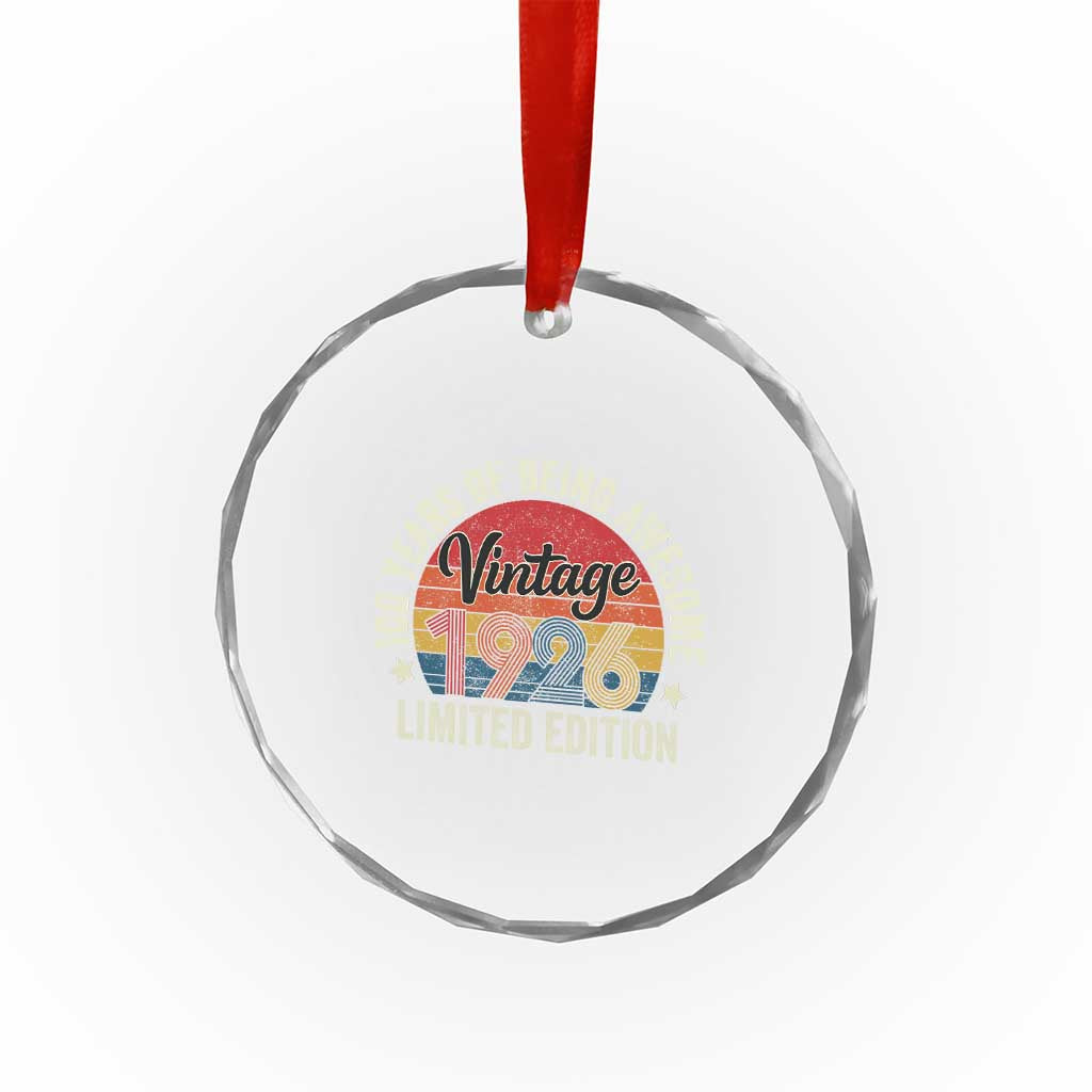 Funny 100th Birthday Crystal Glass Ornament Vintage 1926 Limited Edition 50 Year Old Bday Gifts TS10 Print Your Wear