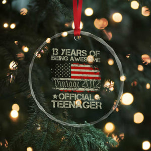 Funny 13th Birthday Crystal Glass Ornament Vintage 2012 Official Teenager 13 Years Of Being Awesome USA Flag - Print Your Wear