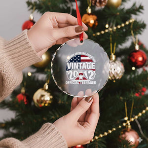 Funny 13th Birthday Crystal Glass Ornament Vintage 2012 Official Teenager 13 Years Of Being Awesome USA Flag Sunglasses - Print Your Wear