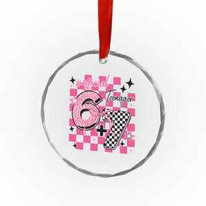 Funny 13th Birthday Official Teenager Crystal Glass Ornament 6+7 13 Year Old Kids Girls Pink Checkered 67 Meme TS10 Print Your Wear