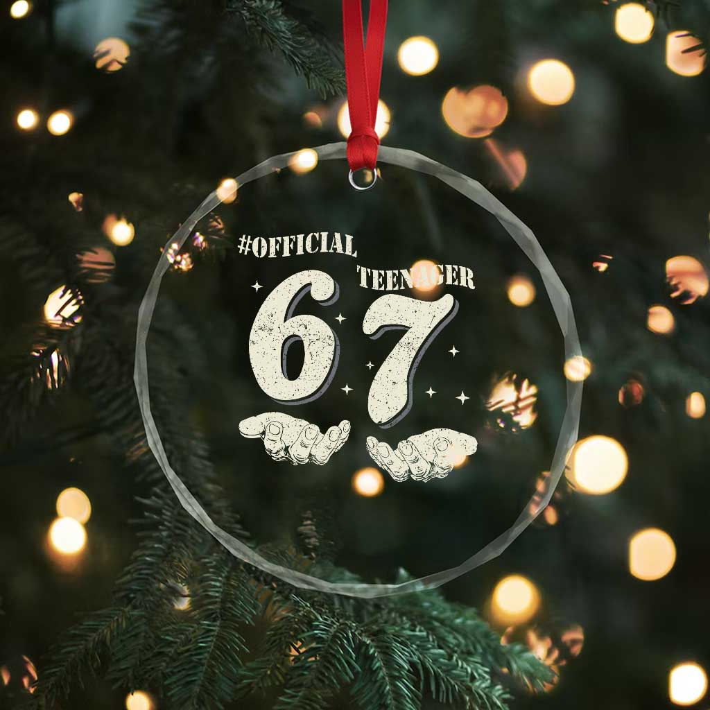 Funny 13th Birthday Official Teenager Crystal Glass Ornament Viral Meme Six Seven 6 7 Hands 13 Years Old Boys Kids TS10 Print Your Wear