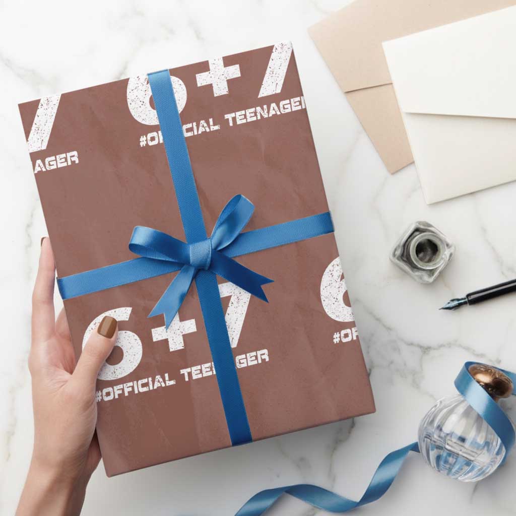 Funny 13th Birthday Official Teenager Wrapping Paper Roll 13 Years Old Boys Kids TS10 Mocha Print Your Wear