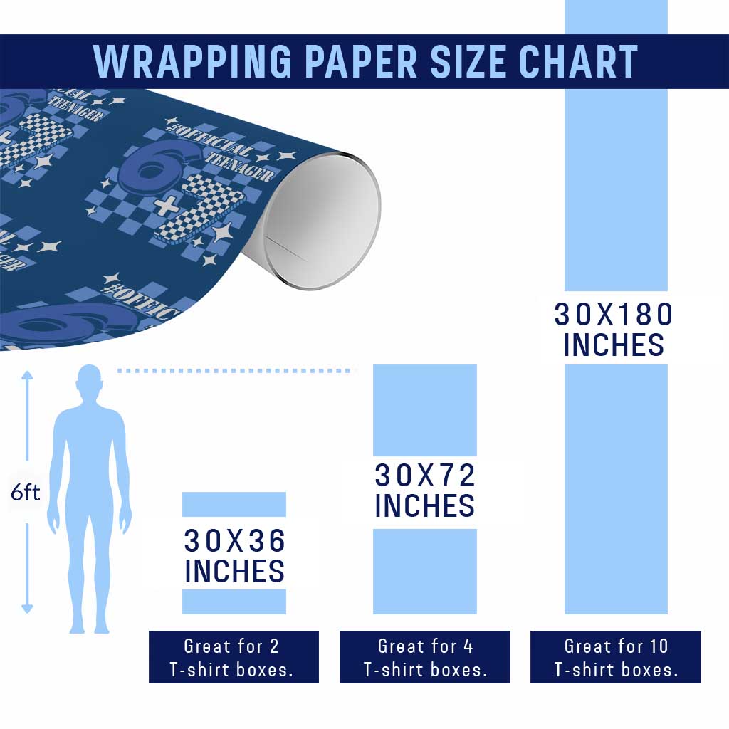 Funny 13th Birthday Official Teenager Wrapping Paper Roll 6+7 13 Year Old Boys Kids Checkered 67 Meme TS10 Print Your Wear