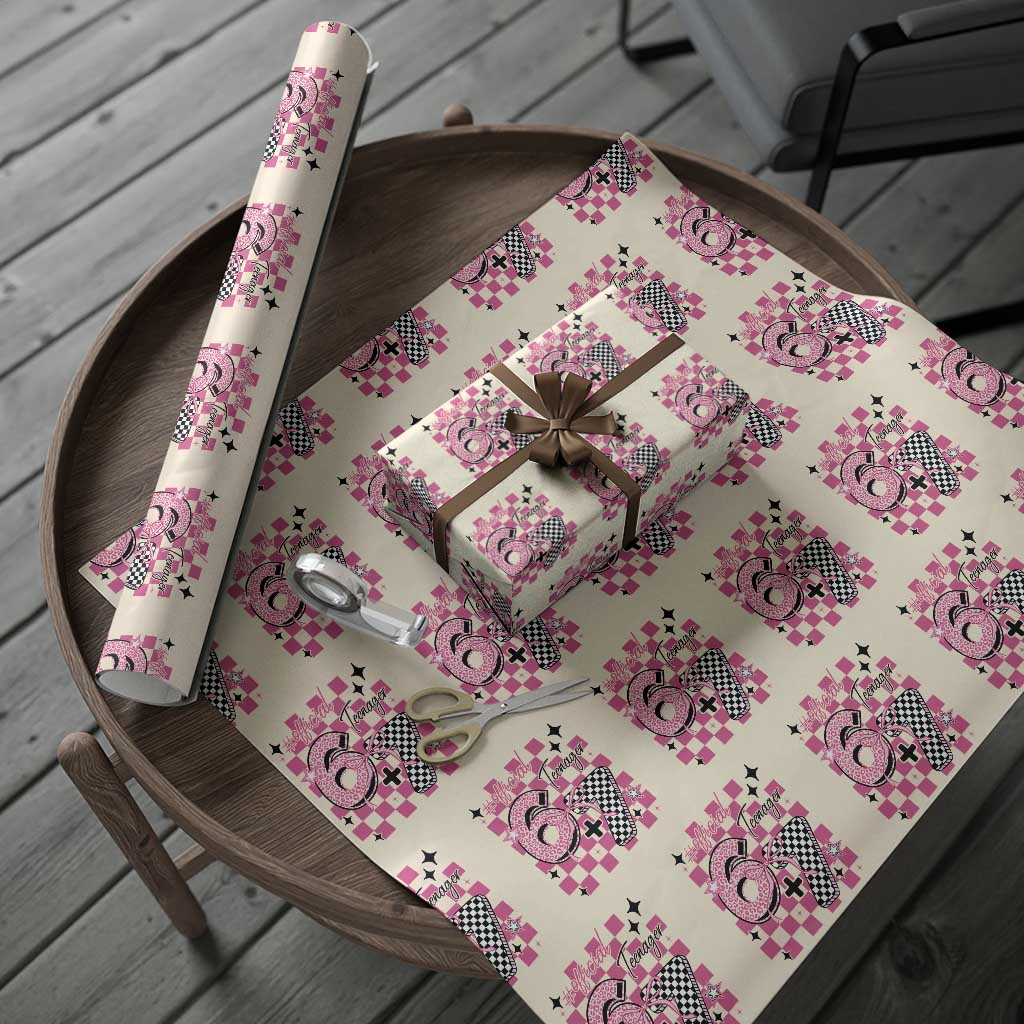 Funny 13th Birthday Official Teenager Wrapping Paper Roll 6+7 13 Year Old Kids Girls Pink Checkered 67 Meme TS10 Beige Print Your Wear