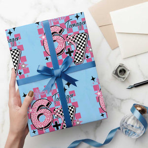 Funny 13th Birthday Official Teenager Wrapping Paper Roll 6+7 13 Year Old Kids Girls Pink Checkered 67 Meme TS10 Light Blue Print Your Wear