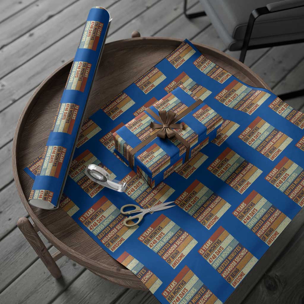 Funny 13th Birthday Wrapping Paper Roll 13 Years 156 Months 4748 Days Vintage Retro TS11 Blue Print Your Wear