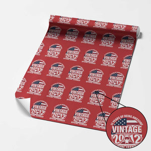 Funny 13th Birthday Wrapping Paper Roll Vintage 2012 Official Teenager 13 Years Of Being Awesome USA Flag Sunglasses - Print Your Wear
