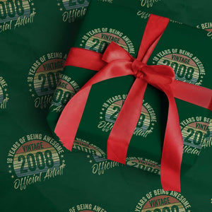 Funny 18th Birthday Wrapping Paper Roll 18 Years Old Gifts Vintage 2008 Official Adult TS11 Green Print Your Wear