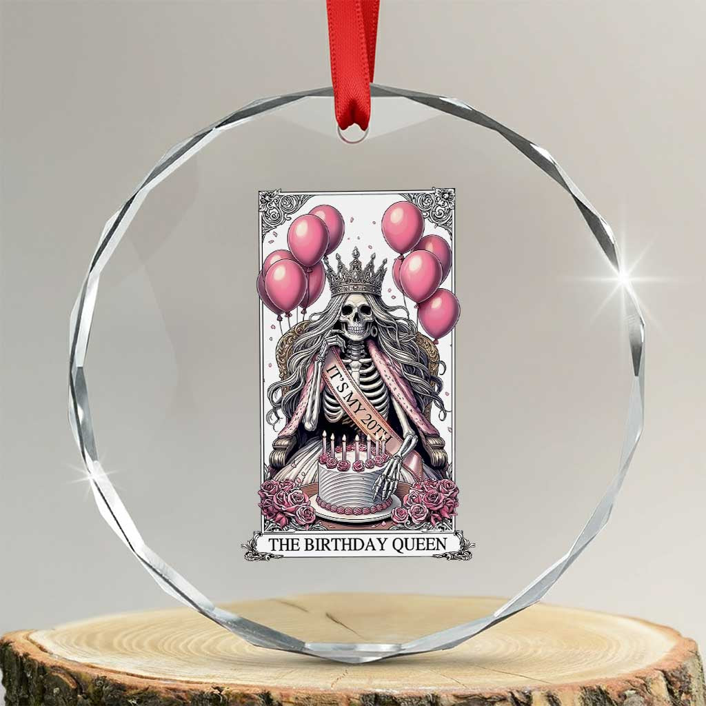 Funny 20th Birthday Queen Tarot Card Crystal Glass Ornament Gothic Skeleton Dark Humor Gift