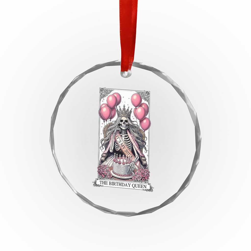 Funny 20th Birthday Queen Tarot Card Crystal Glass Ornament Gothic Skeleton Dark Humor Gift